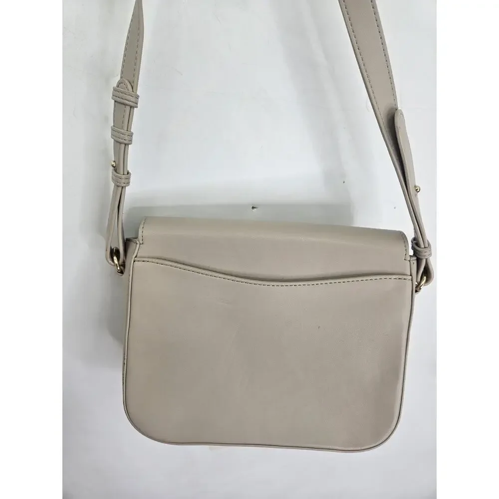 LOFT Modern Shoulder Bag Cream Faux Leather Purse Chic Elegant Cocktail Party